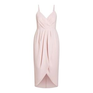City Chic Tulip Dress in Blush Size Medium (18)